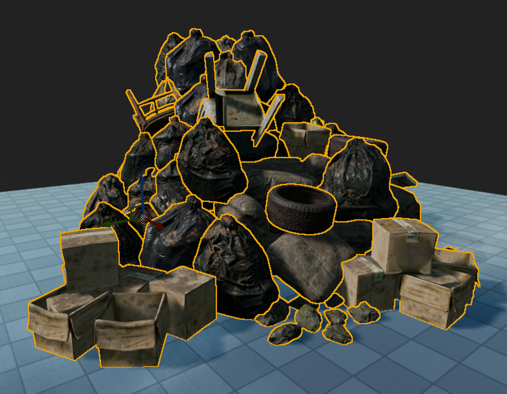 Figure 2: Original asset constructed of several meshes, materials and textures.