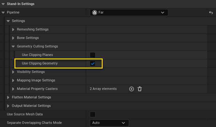 Figure 3: Far Pipeline settings to enable culling.