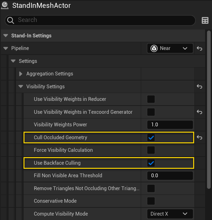 Figure 6: Visibility settings.