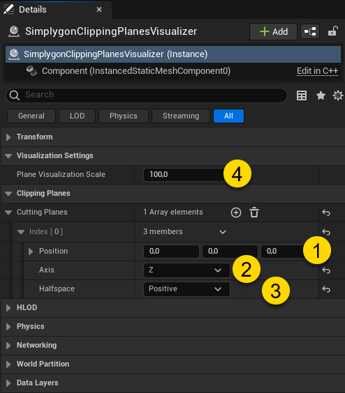 Figure 3: Plane visualizer settings.