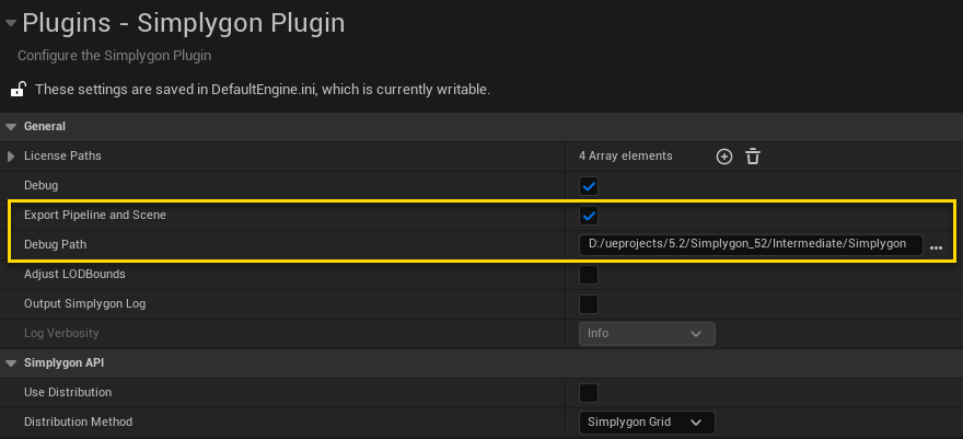 Figure 4: Settings for always outputting debug information.