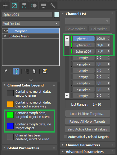 Verify morph channels