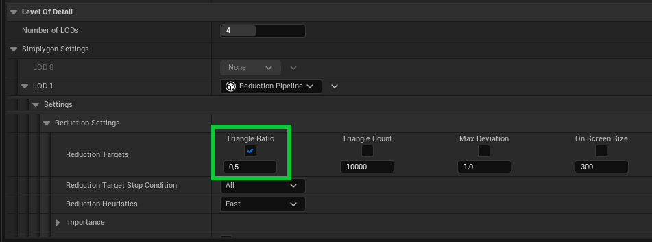 LOD2 reduction ratio