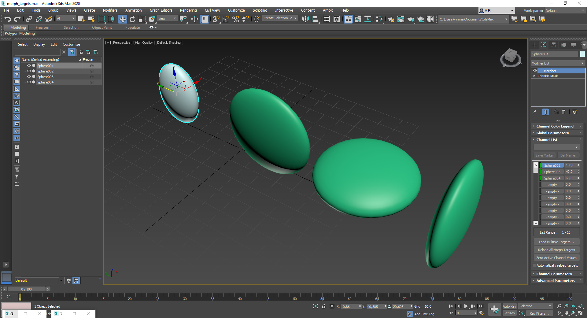 Use morph channel weight to deform asset