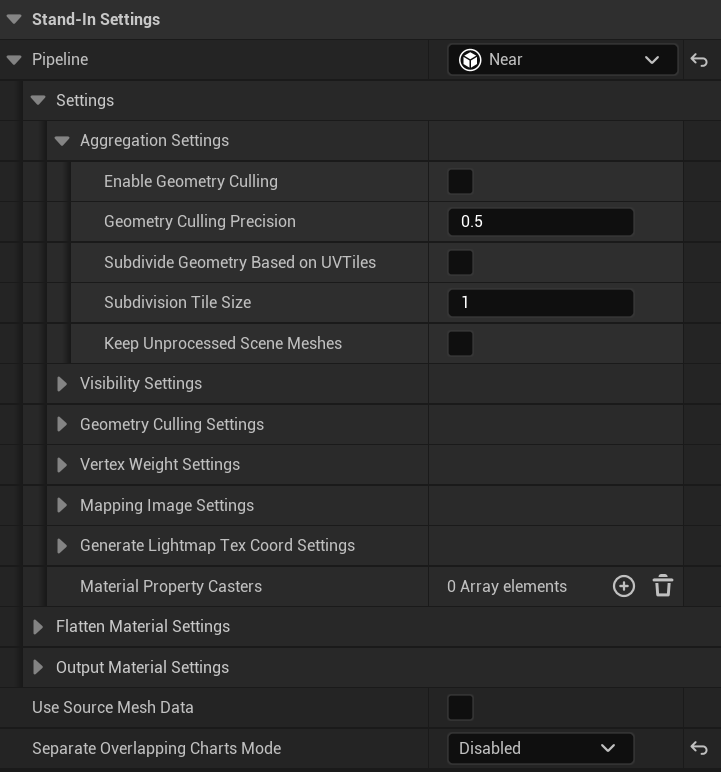 Figure 2: Near Stand-In settings.