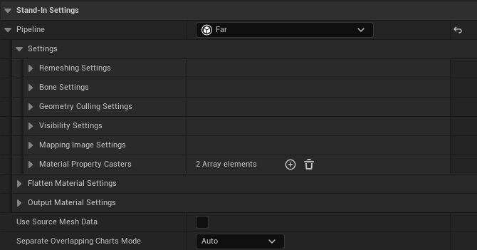 image showing the various Far pipeline settings