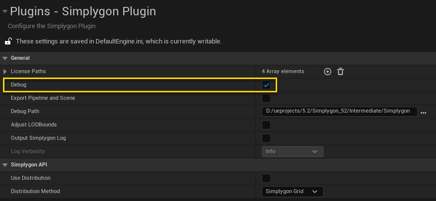 Figure 1: Setting for enabling debug.