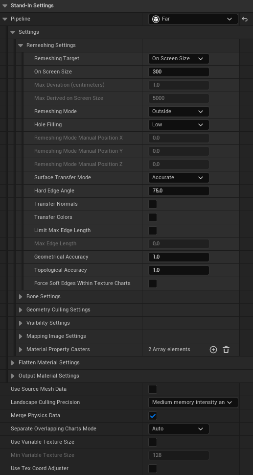 Figure 3: Far Stand-In settings.