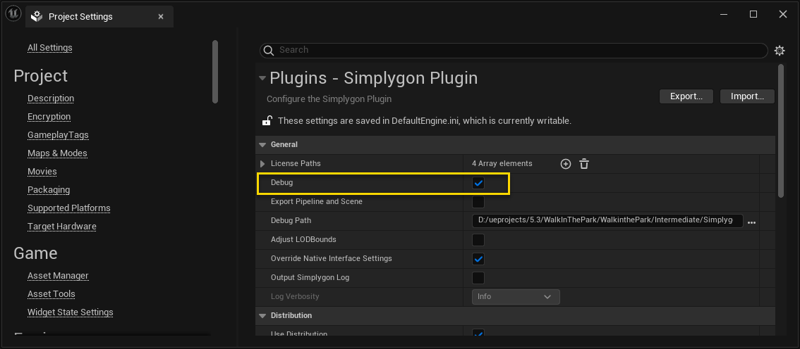 Figure 1: Setting for enabling debug.