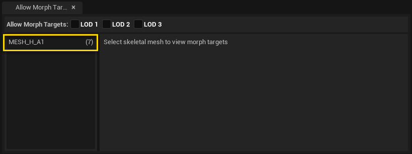 Figure 2: How to visualize the available morph targets.