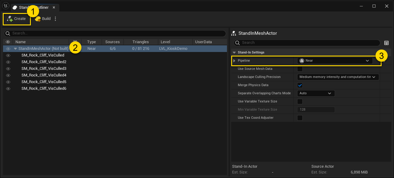 Figure 3: Create a Stand-In and choose a pipeline.