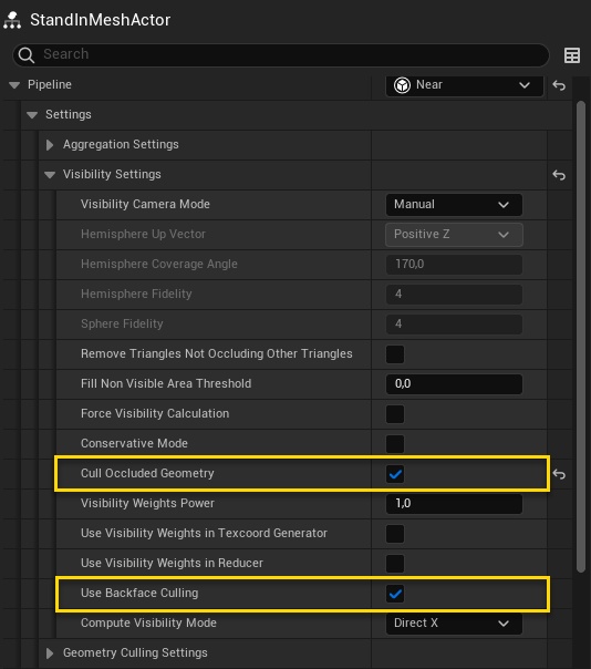 Figure 4: Visibility settings.