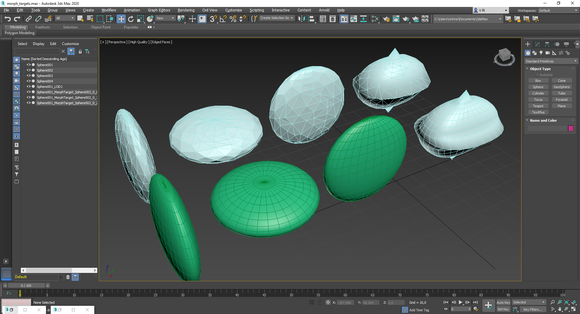 Optimized mesh having progressive morph targets