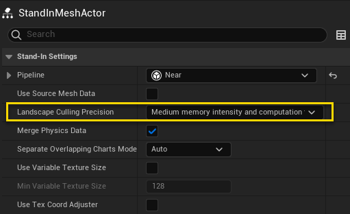 Figure 4: Landscape Culling Precision setting.