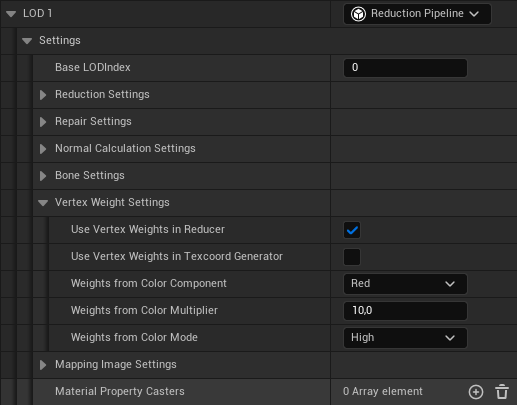 Figure 1: Vertex weights settings.