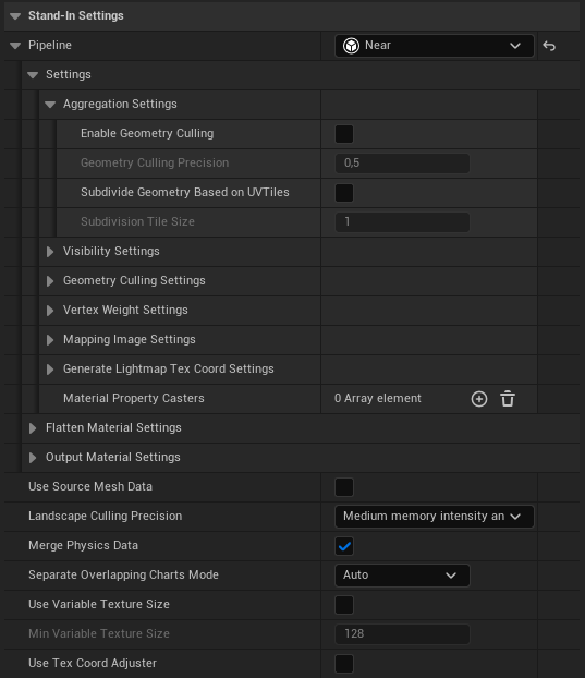 Figure 2: Near Stand-In settings.