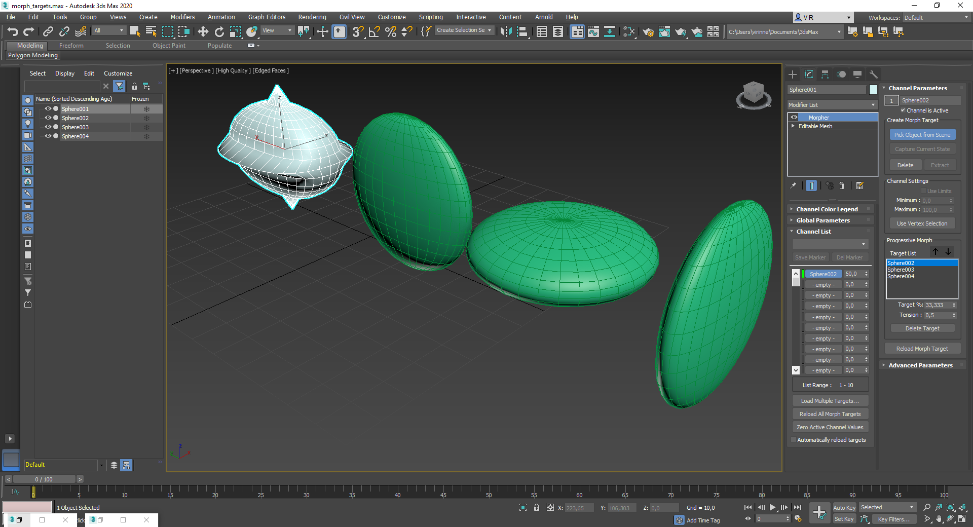 Use morph channel weight to deform asset