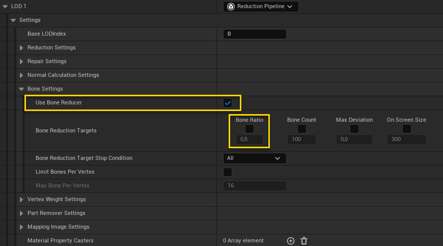 Figure 1: Enable Bone Reducer and disable Reduction Targets to avoid reducing bones automatically.