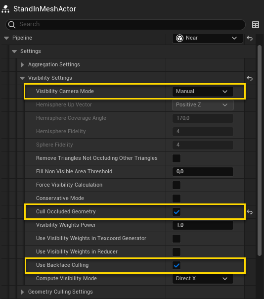 Figure 4: Visibility settings.