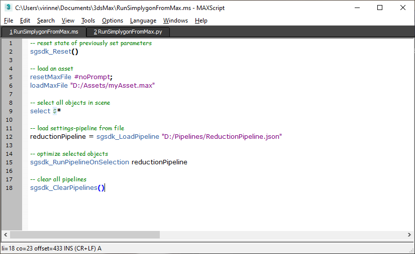 Execute Simplygon via MaxScript