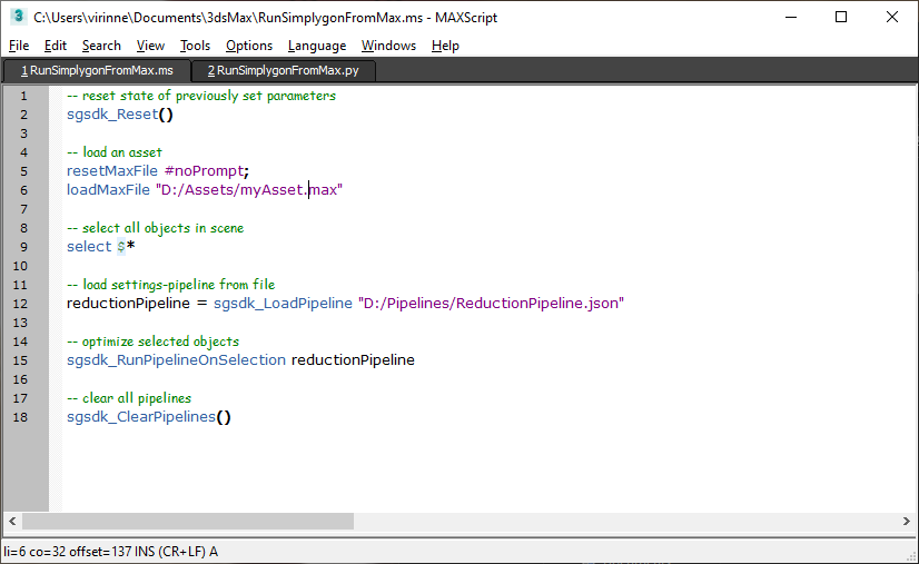 Execute Simplygon via Python