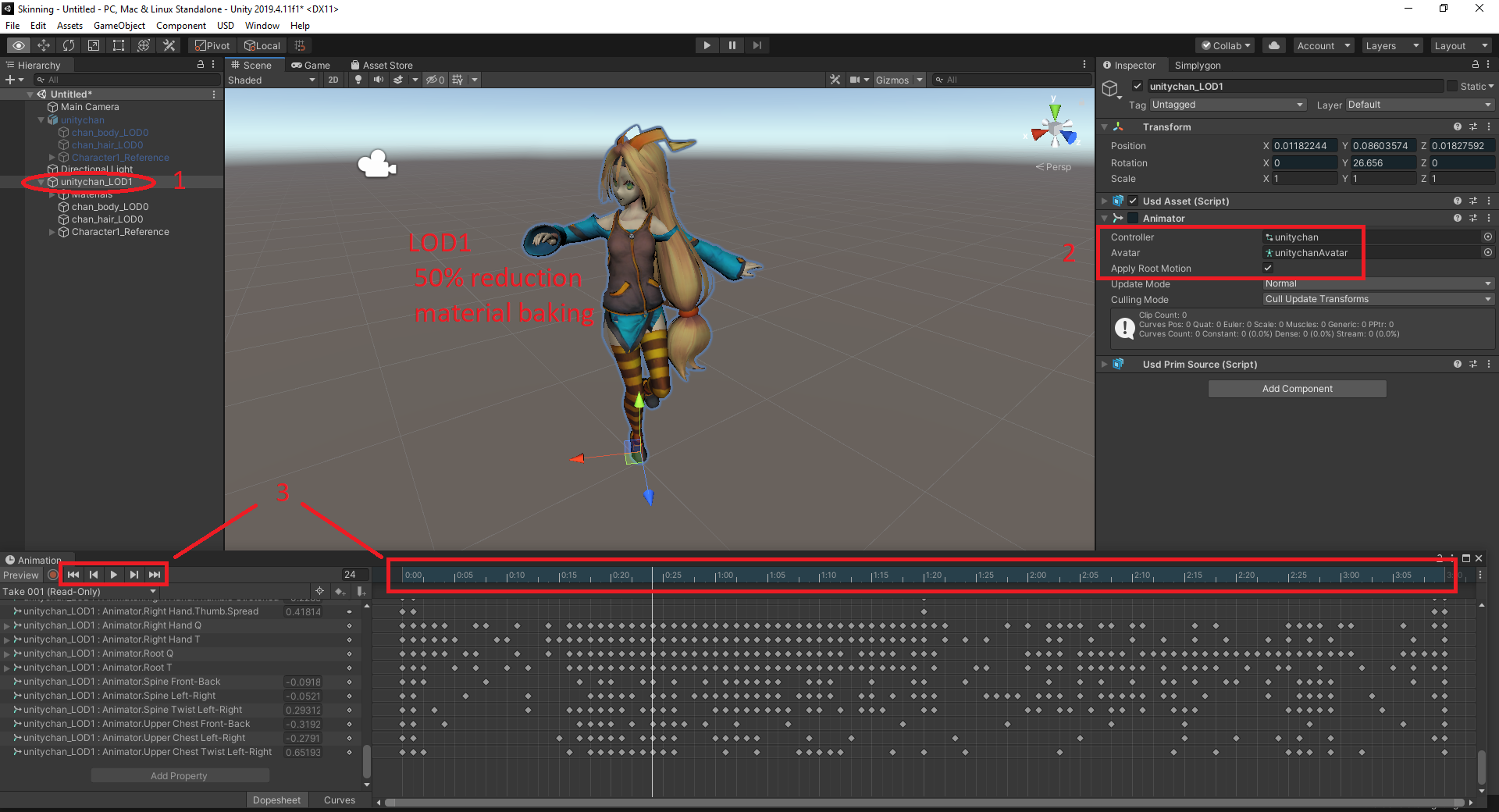 Apply controller and avatar to optimized asset